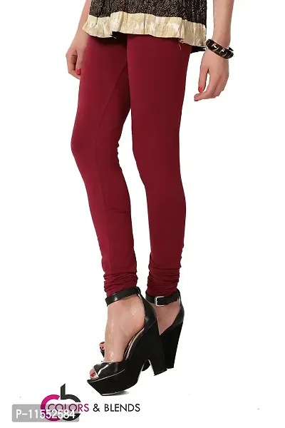 Women's solid Maroon Cotton-Lycra Leggings/Churidars-thumb2