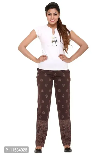 Colors  Blends - Coffee- Printed Track Pants for Women -Size S-thumb0