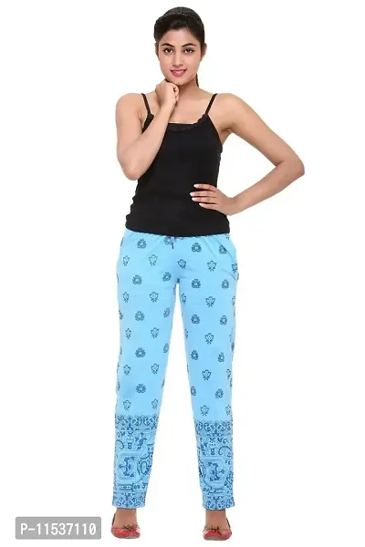 Colors & Blends - Sky Blue- Printed Track Pants for Women -Size XL