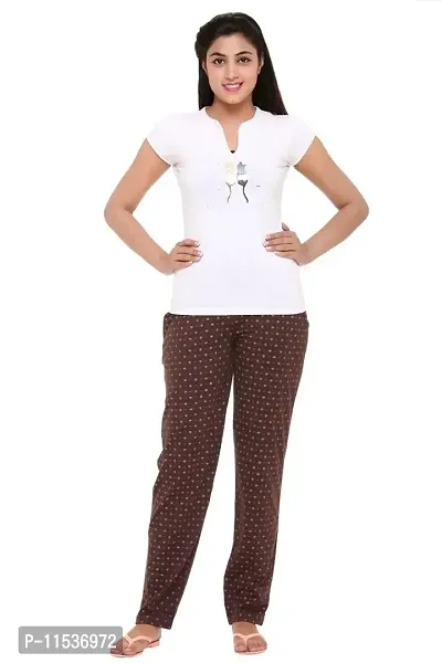 Colors  Blends - Coffee- Printed Track Pants for Women -Size S