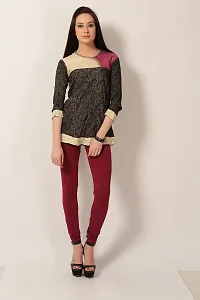 Women's solid Maroon Cotton-Lycra Leggings/Churidars-thumb3