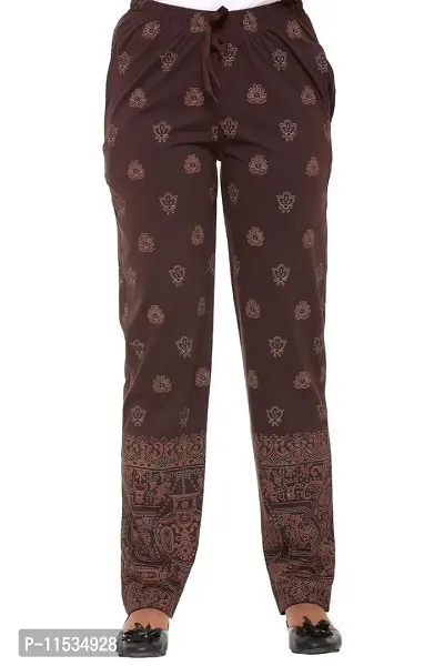 Colors  Blends - Coffee- Printed Track Pants for Women -Size S-thumb2
