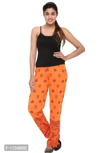 Colors & Blends - Orange- Printed Track Pants for Women -Size S