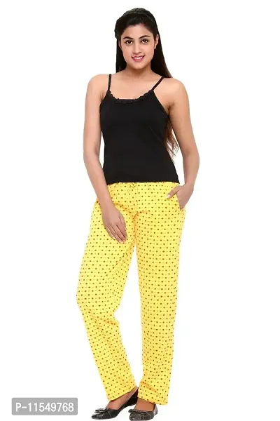 Colors & Blends - Yellow- Printed Track Pants for Women -Size M