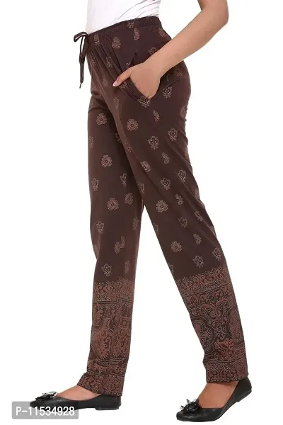 Colors  Blends - Coffee- Printed Track Pants for Women -Size S-thumb3