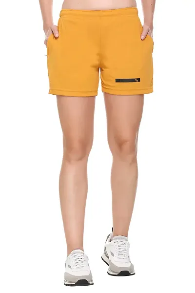 Colors & Blends - Women's Quickdry Activewear Shorts (Mustard - M)