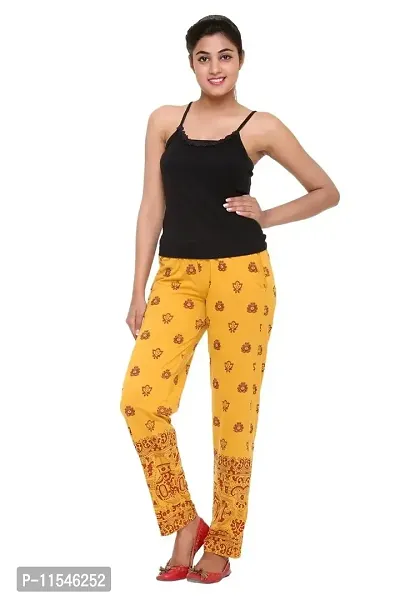 Colors & Blends - Mustard- Printed Track Pants for Women -Size S