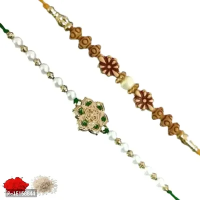 Rakhi set of 2, Rakhiya, Rakhi combo,with roli and chawal packet 237