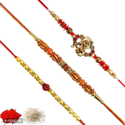 Rakhiya.com Designer Rakhi set of three, Multicolour rakhi, combo of three (set of 3), With Roli Chawal Packet 0171-thumb0