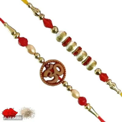 Rakhi set of 2, Rakhiya, Rakhi combo,with roli and chawal packet 463