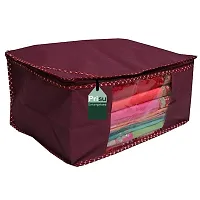 Maroon Saree Covers With Zip Saree Covers For Storage Saree Packing Covers For Wedding (Plain-Maroon) Pack Of 10-thumb1