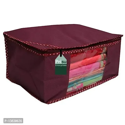 Maroon Saree Covers With Zip Saree Covers For Storage Saree Packing Covers For Wedding (Plain-Maroon) Pack Of 10-thumb2