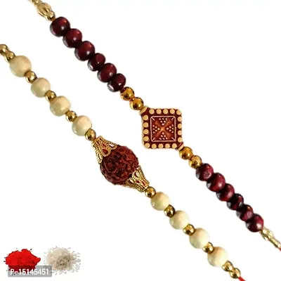 Rakhi set of 2, Rakhiya, Rakhi combo,with roli and chawal packet 84