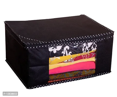 Black Saree Covers With Zip Saree Covers For Storage Saree Packing Covers For Wedding (Black) Pack Of 3-thumb2