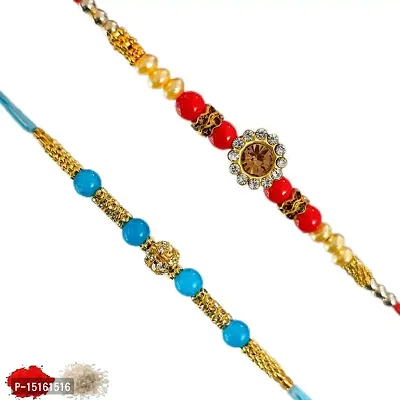 Rakhiya.com Designer Rakhi set of two, Multicolour rakhi, combo of two (set of 2), With Roli Chawal Packet 0544