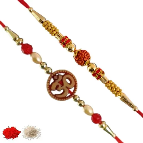 Rakhi set of 2, Rakhiya, Rakhi combo,with roli and chawal packet 351