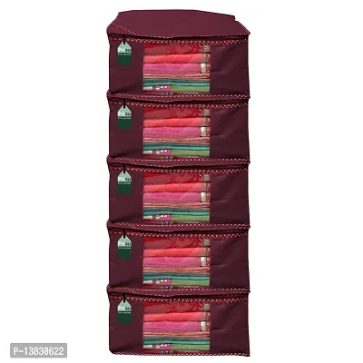 Maroon Saree Covers With Zip Saree Covers For Storage Saree Packing Covers For Wedding (Plain-Maroon) Pack Of 5