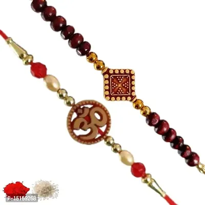 Rakhi set of 2, Rakhiya, Rakhi combo,with roli and chawal packet 210-thumb0