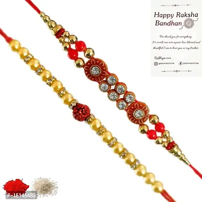 Rakhi set of 2, Rakhiya, Rakhi combo,with roli and chawal packet 325