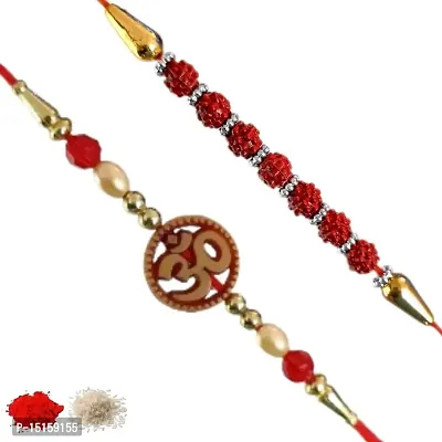 Rakhi set of 2, Rakhiya, Rakhi combo,with roli and chawal packet 74