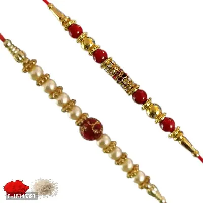 Rakhi set of 2, Rakhiya, Rakhi combo,with roli and chawal packet 546