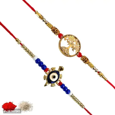 Rakhiya.com Designer Rakhi set of two, Multicolour rakhi, combo of two (set of 2), With Roli Chawal Packet 1275-thumb0