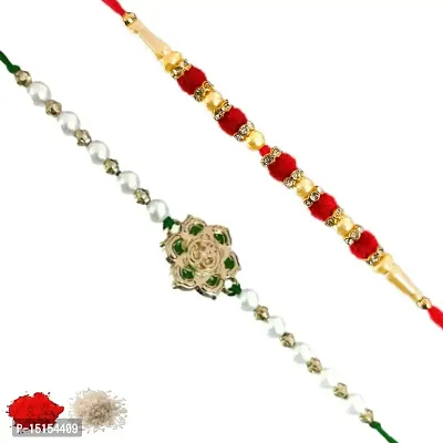 Rakhi set of 2, Rakhiya, Rakhi combo,with roli and chawal packet 296-thumb0