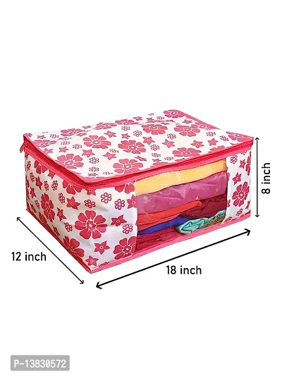 Pink Flower Saree Covers With Zip Saree Covers For Storage Saree Packing Covers For Wedding Pack Of 4-thumb3