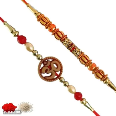 Rakhi set of 2, Rakhiya, Rakhi combo,with roli and chawal packet 636