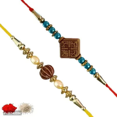 Rakhi set of 2, Rakhiya, Rakhi combo,with roli and chawal packet 446