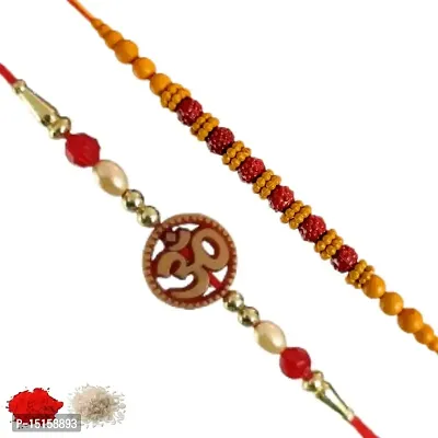 Rakhi set of 2, Rakhiya, Rakhi combo,with roli and chawal packet 142