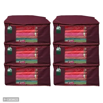 Maroon Saree Covers With Zip Saree Covers For Storage Saree Packing Covers For Wedding (Plain_Maroon) Pack Of 6