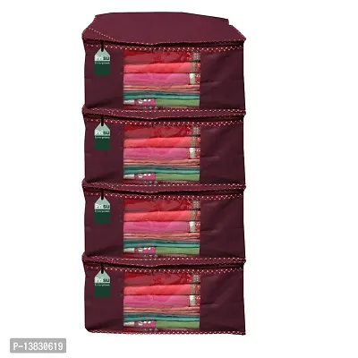 Maroon Saree Covers With Zip Saree Covers For Storage Saree Packing Covers For Wedding (Plain-Maroon) Pack Of 4