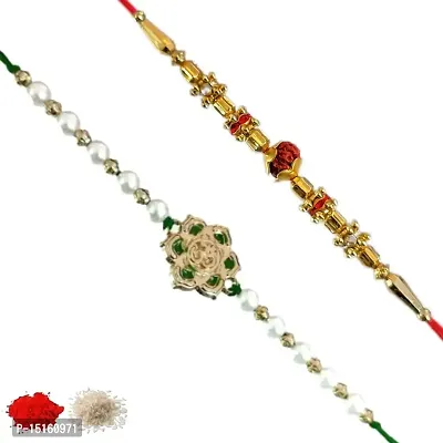 Rakhi set of 2, Rakhiya, Rakhi combo,with roli and chawal packet 293-thumb0