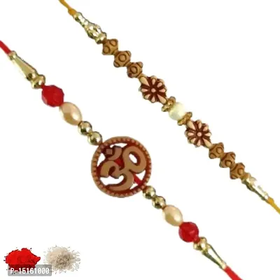 Rakhi set of 2, Rakhiya, Rakhi combo,with roli and chawal packet 375