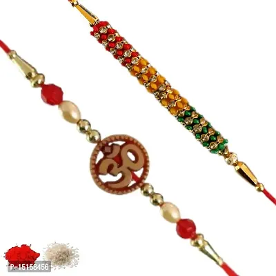 Rakhi set of 2, Rakhiya, Rakhi combo,with roli and chawal packet 339