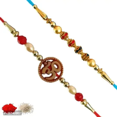 Rakhi set of 2, Rakhiya, Rakhi combo,with roli and chawal packet 244