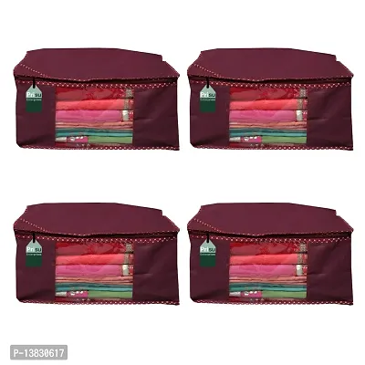 Maroon Saree Covers With Zip Saree Covers For Storage Saree Packing Covers For Wedding (PlainMaroon) Pack Of 4