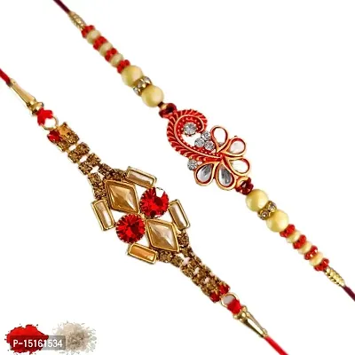 Rakhiya.com Designer Rakhi set of two, Multicolour rakhi, combo of two (set of 2), With Roli Chawal Packet 0684