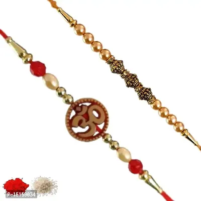 Rakhi set of 2, Rakhiya, Rakhi combo,with roli and chawal packet 312