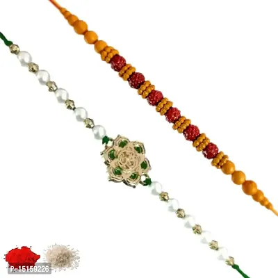 Rakhi set of 2, Rakhiya, Rakhi combo,with roli and chawal packet 281