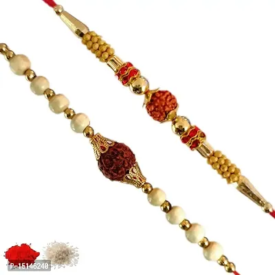 Rakhi set of 2, Rakhiya, Rakhi combo,with roli and chawal packet 115