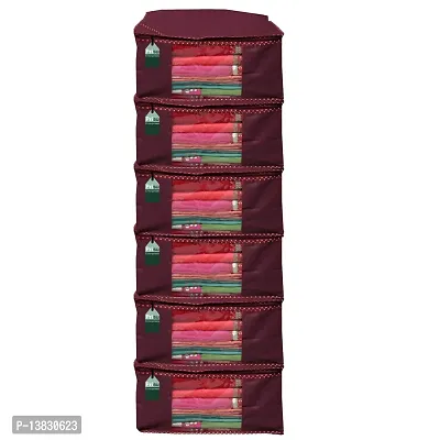 Maroon Saree Covers With Zip Saree Covers For Storage Saree Packing Covers For Wedding (Maroon) Pack Of 6