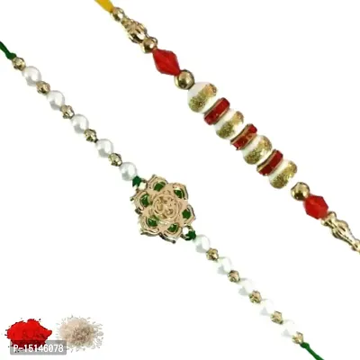 Rakhi set of 2, Rakhiya, Rakhi combo,with roli and chawal packet 247