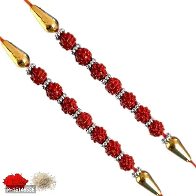 Rakhi set of 2, Rakhiya, Rakhi combo,with roli and chawal packet 161-thumb0