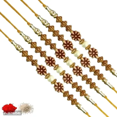 Rakhi Set of 5, Rakhi Set, Rakhi combo of five with Roli-Chawal Packet_21-thumb0