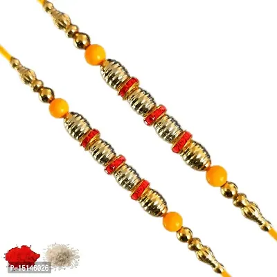 Rakhi set of 2, Rakhiya, Rakhi combo,with roli and chawal packet 613