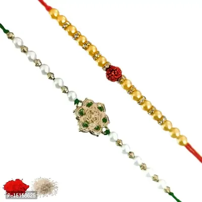 Rakhi set of 2, Rakhiya, Rakhi combo,with roli and chawal packet 305