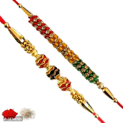 Rakhi set of 2, Rakhiya, Rakhi combo,with roli and chawal packet 477