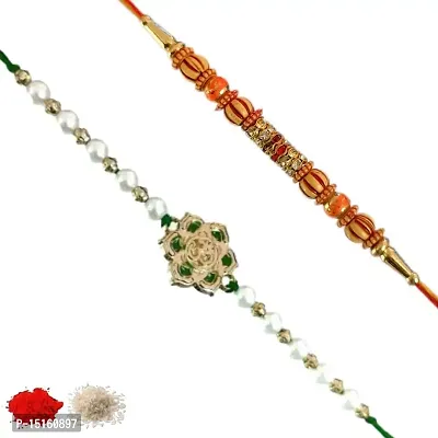 Rakhi set of 2, Rakhiya, Rakhi combo,with roli and chawal packet 262-thumb0